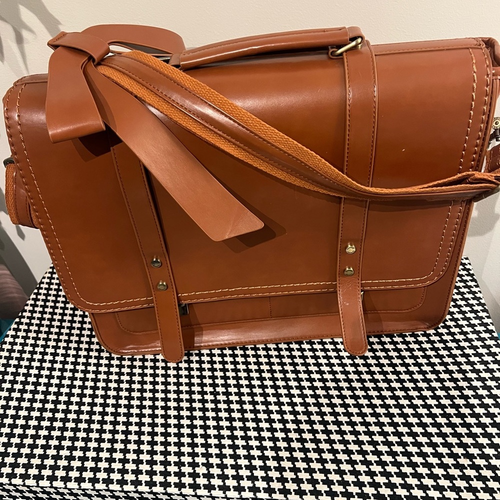 ECOSUSI Stylish Brown Leather COMPUTER /Laptop bag